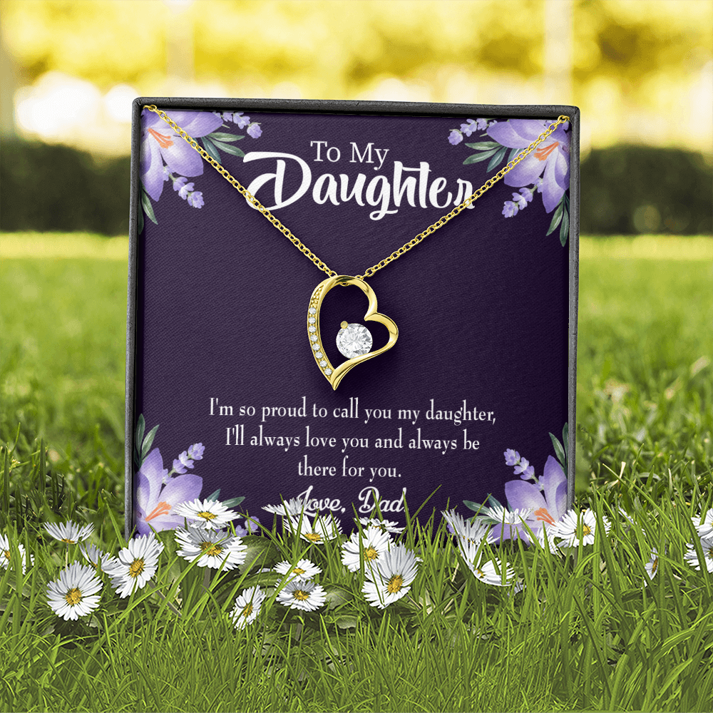 To My Daughter Proud Dad Forever Necklace w Message Card-Express Your Love Gifts