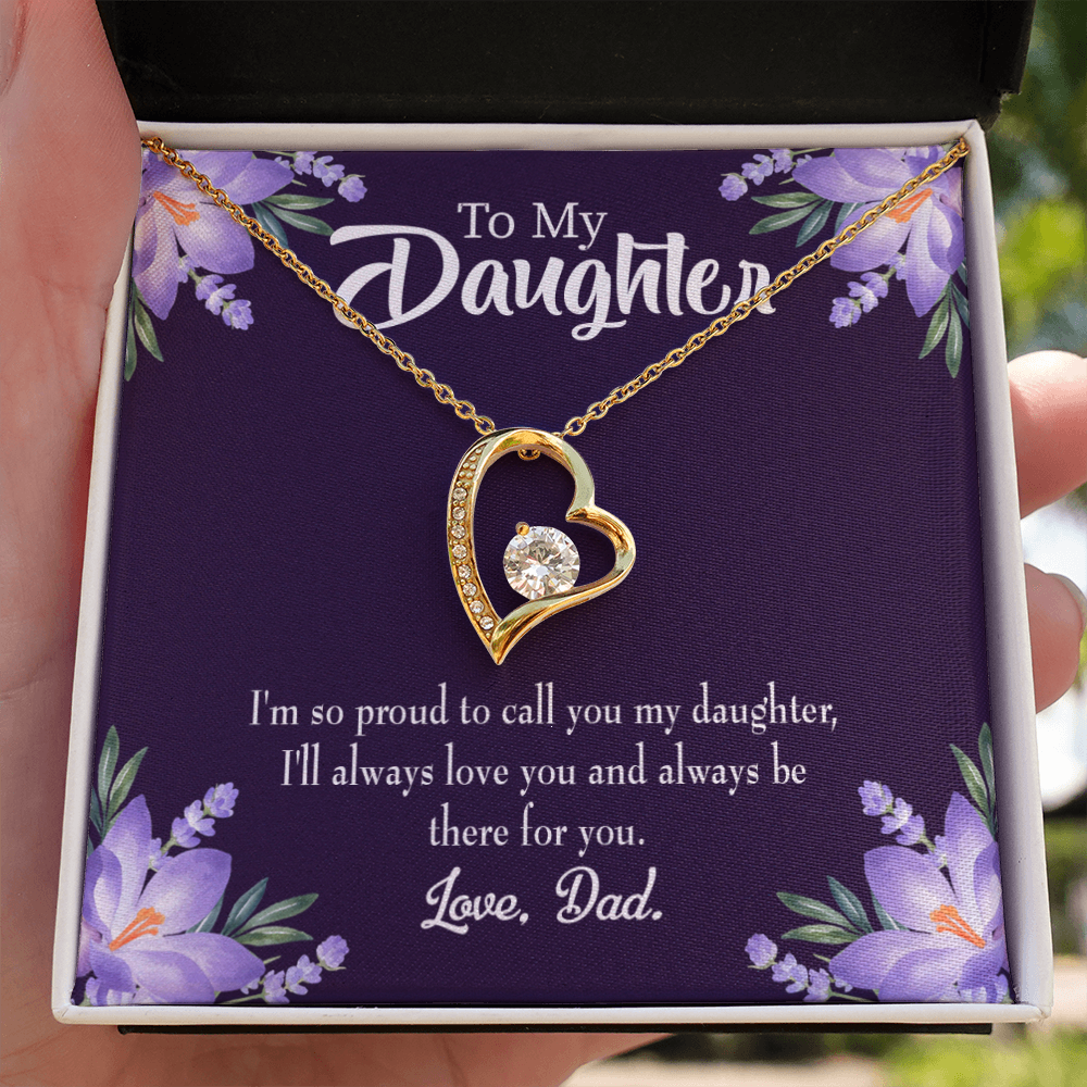 To My Daughter Proud Dad Forever Necklace w Message Card-Express Your Love Gifts