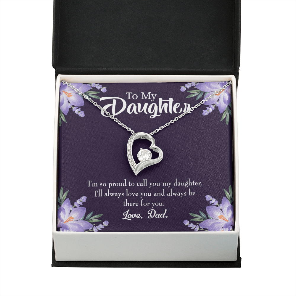 To My Daughter Proud Dad Forever Necklace w Message Card-Express Your Love Gifts