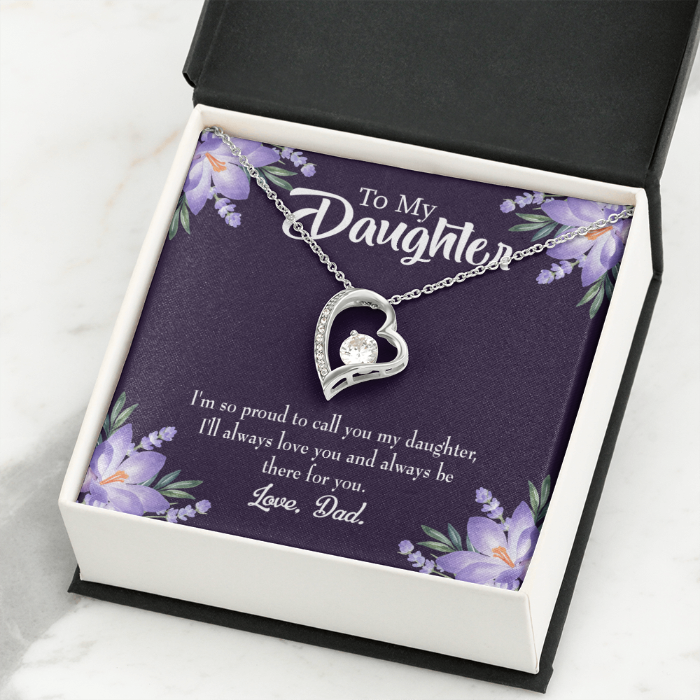 To My Daughter Proud Dad Forever Necklace w Message Card-Express Your Love Gifts