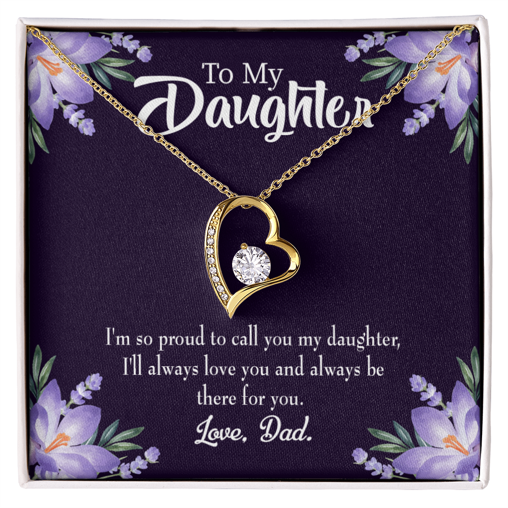 To My Daughter Proud Dad Forever Necklace w Message Card-Express Your Love Gifts