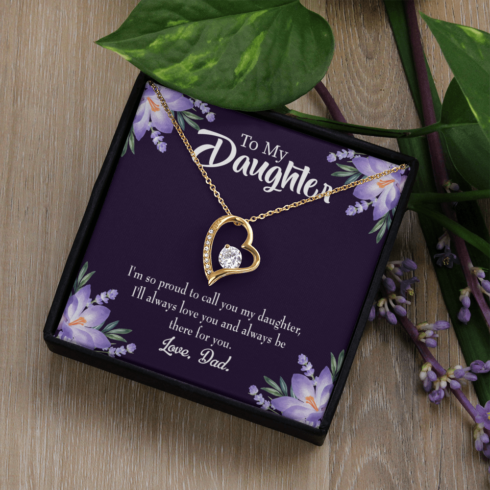 To My Daughter Proud Dad Forever Necklace w Message Card-Express Your Love Gifts