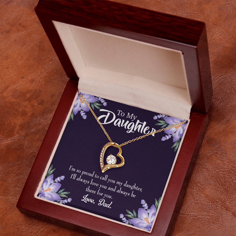 To My Daughter Proud Dad Forever Necklace w Message Card-Express Your Love Gifts