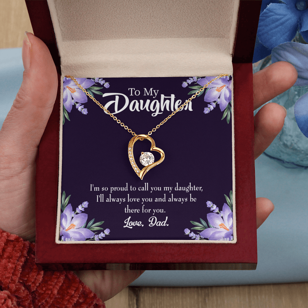 To My Daughter Proud Dad Forever Necklace w Message Card-Express Your Love Gifts