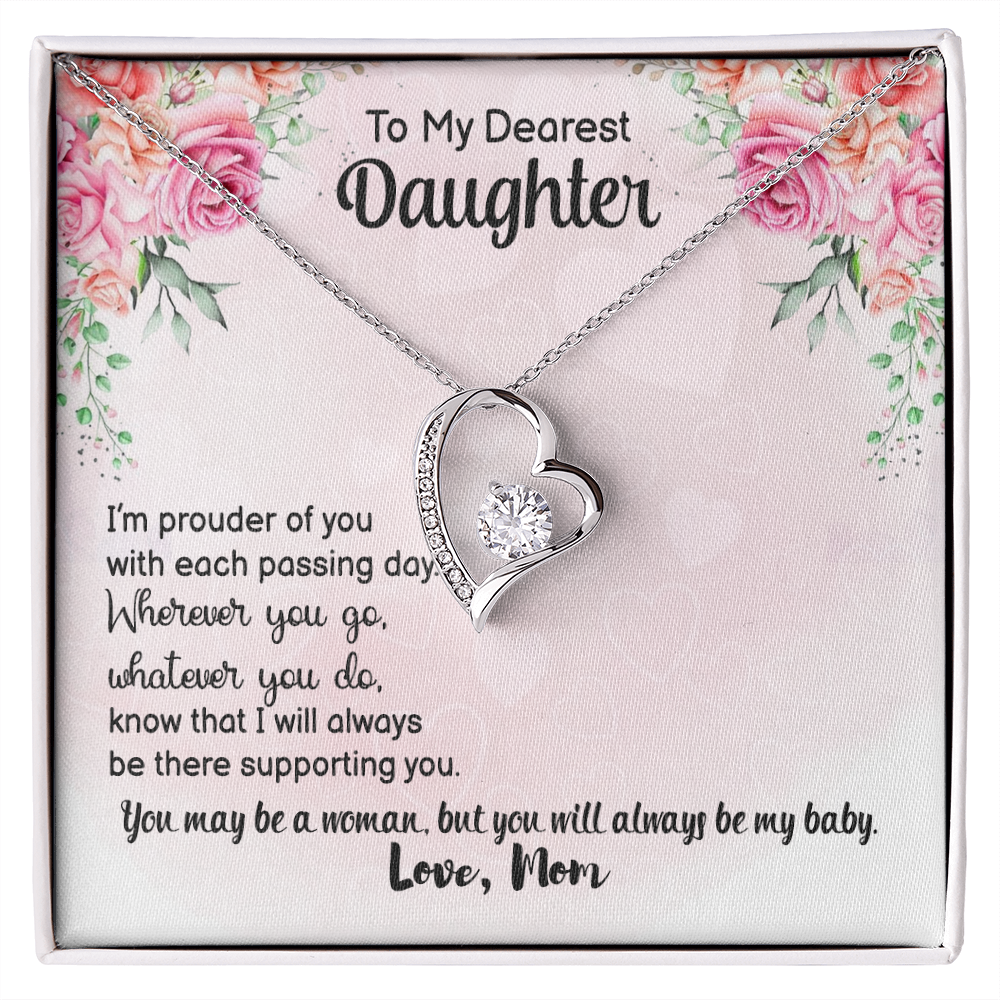 To My Daughter Prouder of You From Mom Forever Necklace w Message Card-Express Your Love Gifts