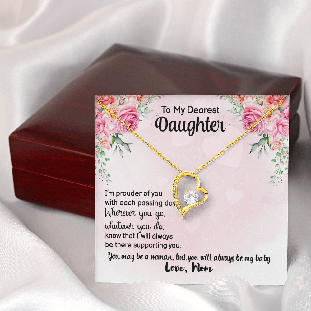 To My Daughter Prouder of You From Mom Forever Necklace w Message Card-Express Your Love Gifts