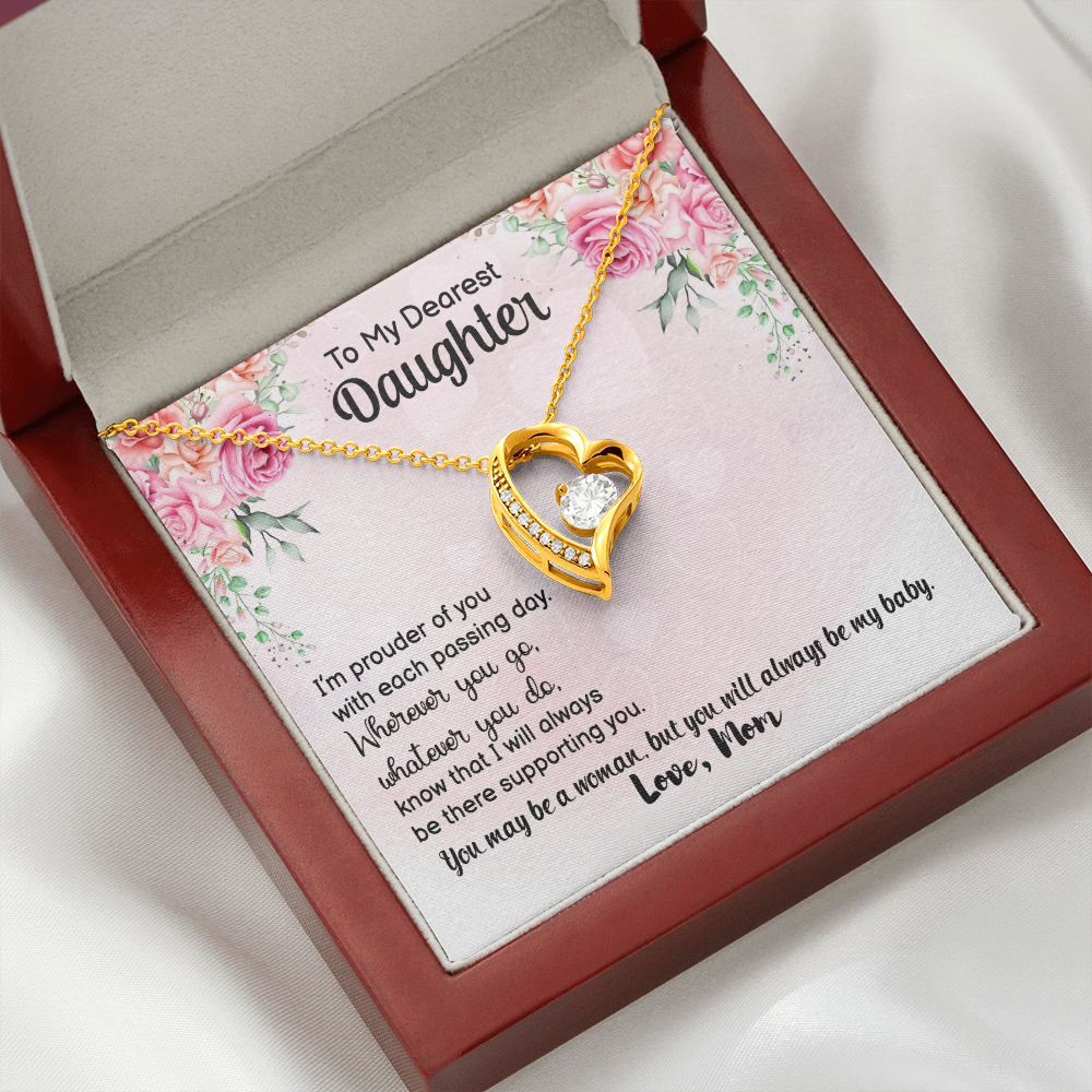 To My Daughter Prouder of You From Mom Forever Necklace w Message Card-Express Your Love Gifts