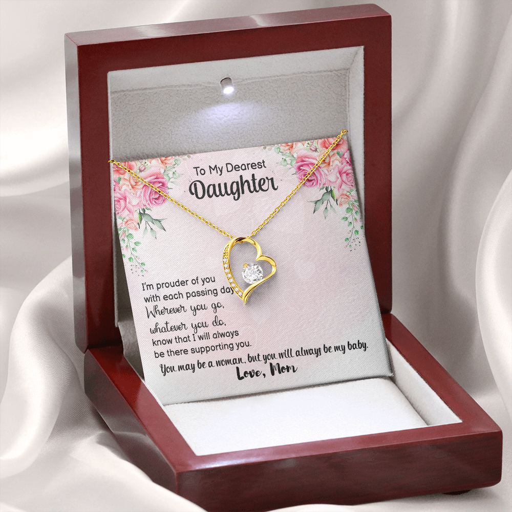 To My Daughter Prouder of You From Mom Forever Necklace w Message Card-Express Your Love Gifts