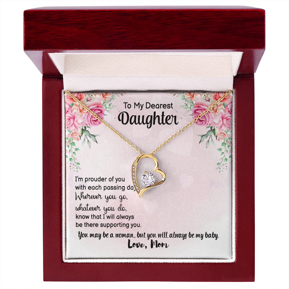 To My Daughter Prouder of You From Mom Forever Necklace w Message Card-Express Your Love Gifts