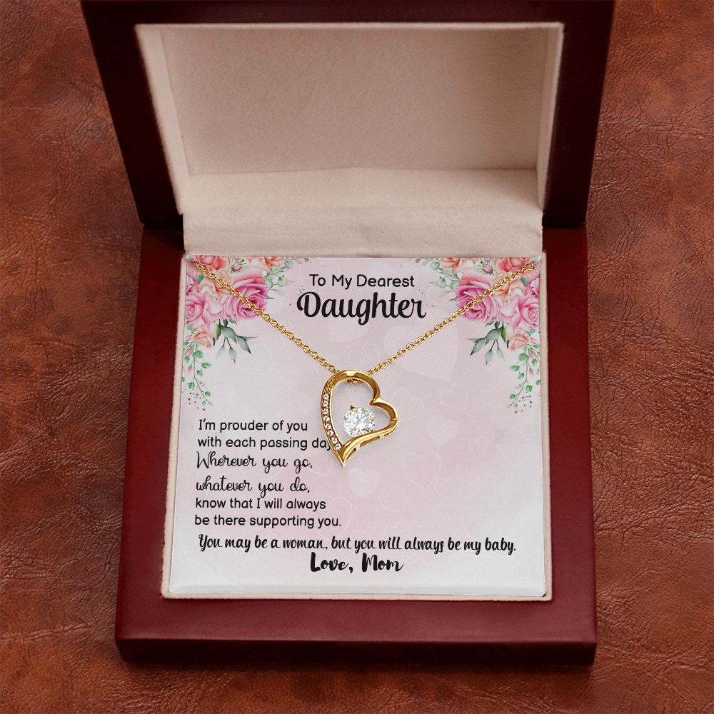 To My Daughter Prouder of You From Mom Forever Necklace w Message Card-Express Your Love Gifts