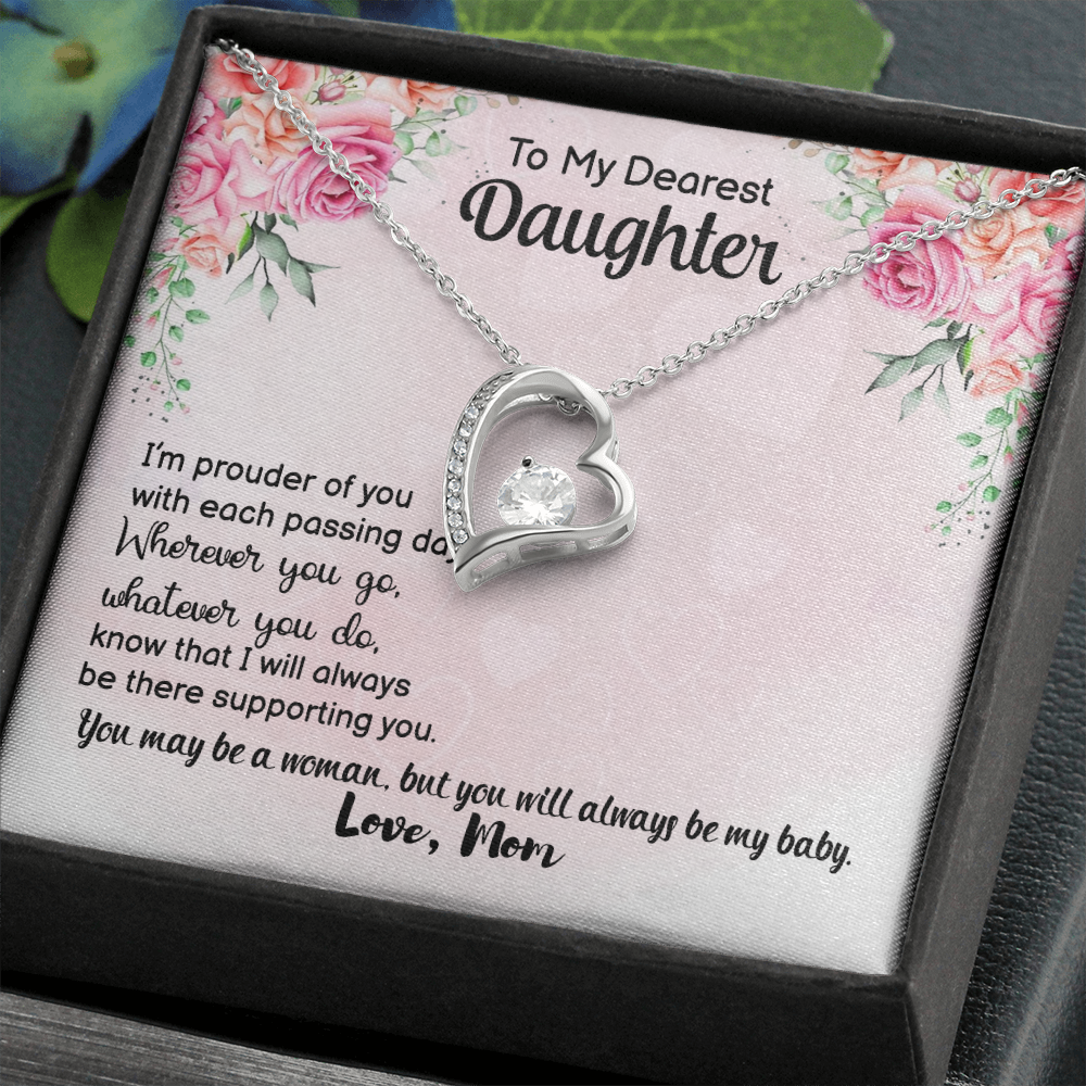 To My Daughter Prouder of You From Mom Forever Necklace w Message Card-Express Your Love Gifts