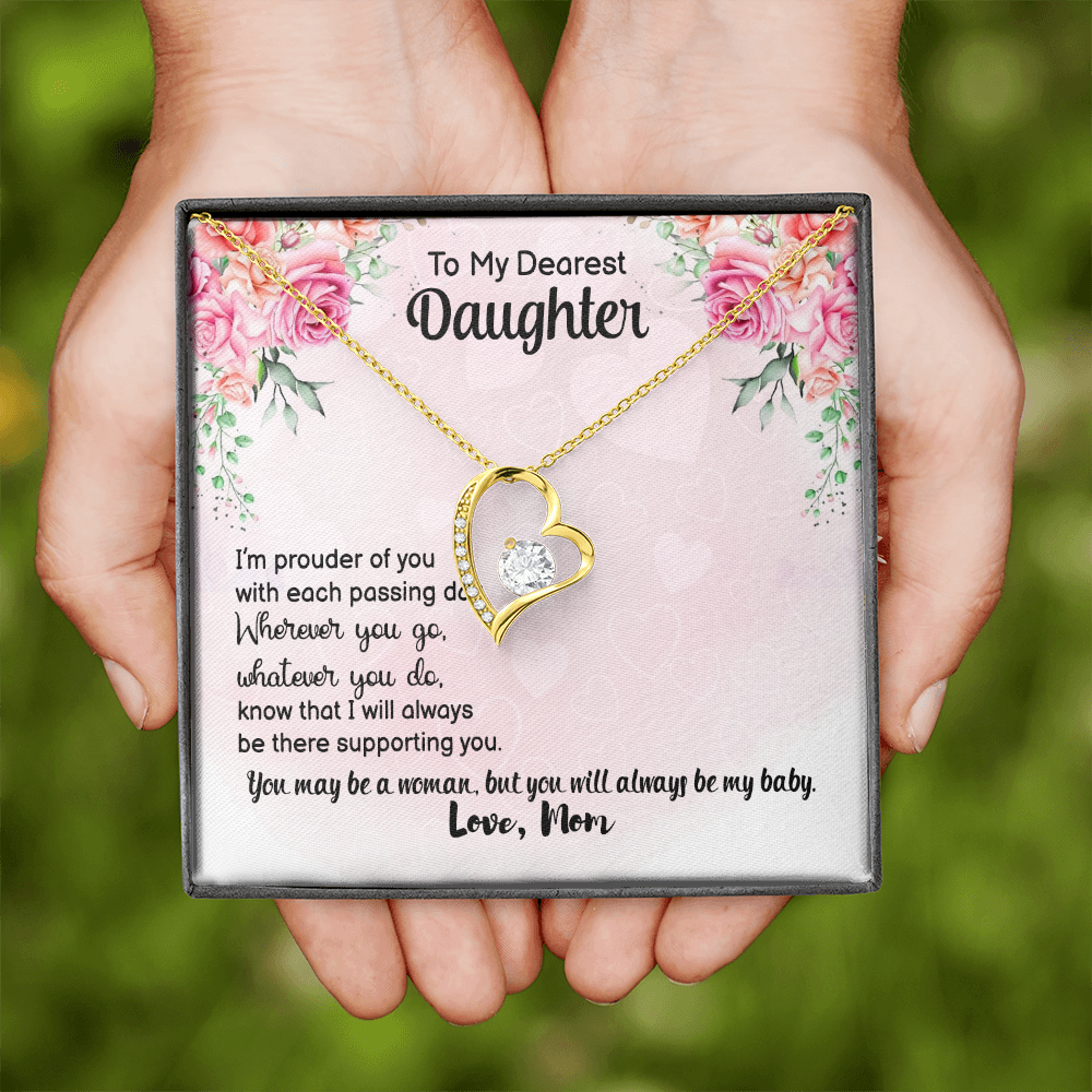 To My Daughter Prouder of You From Mom Forever Necklace w Message Card-Express Your Love Gifts