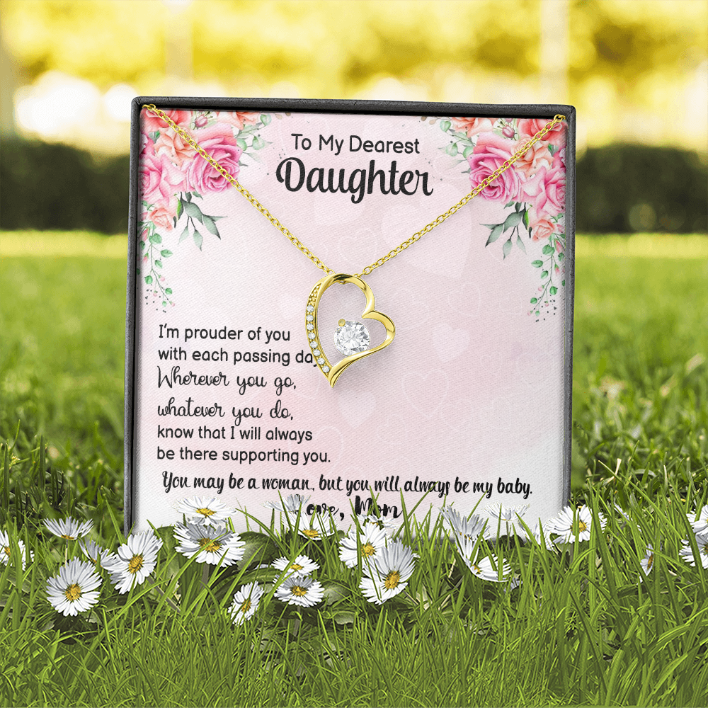 To My Daughter Prouder of You From Mom Forever Necklace w Message Card-Express Your Love Gifts