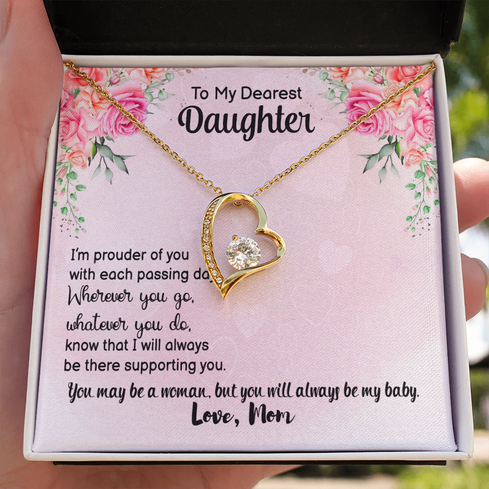 To My Daughter Prouder of You From Mom Forever Necklace w Message Card-Express Your Love Gifts