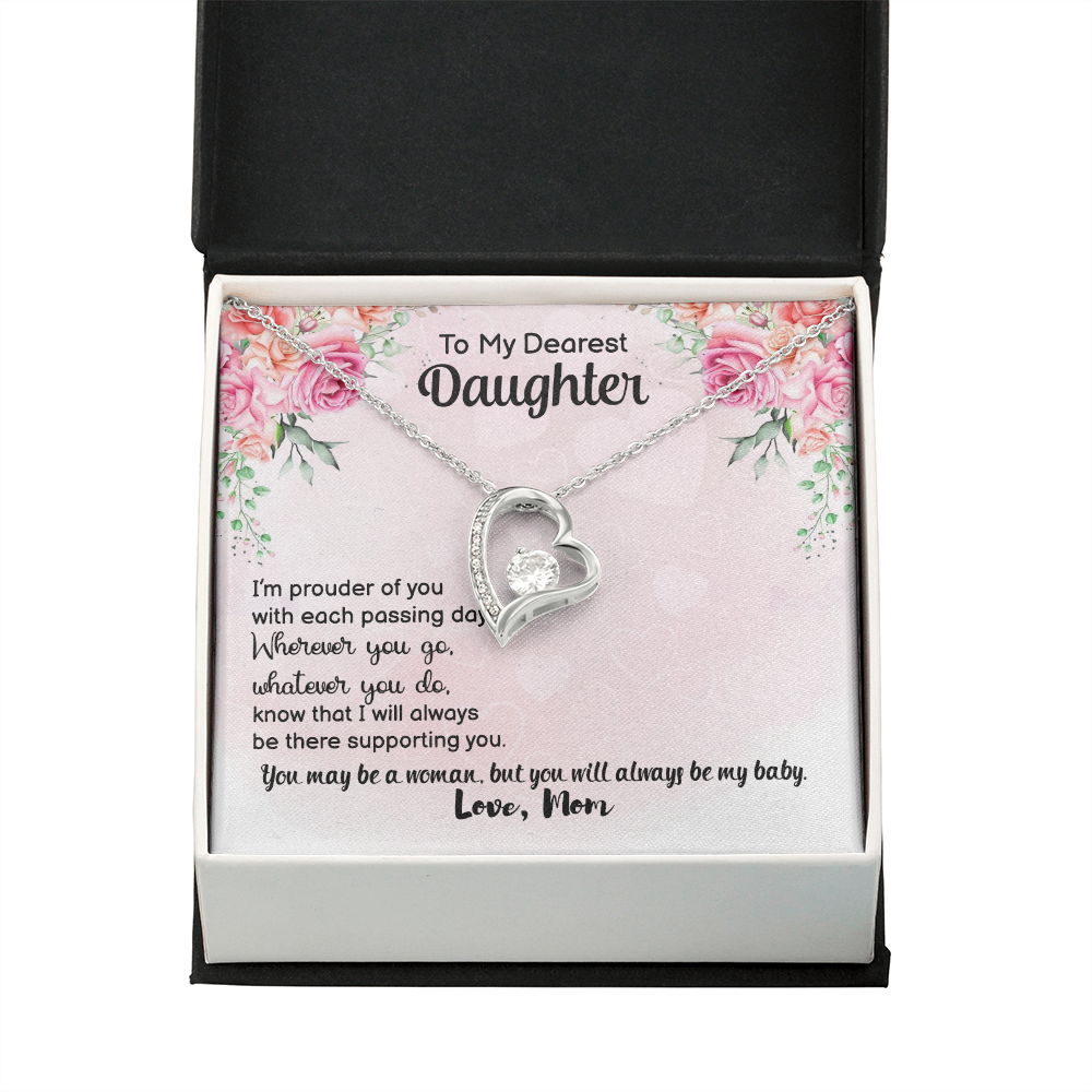 To My Daughter Prouder of You From Mom Forever Necklace w Message Card-Express Your Love Gifts