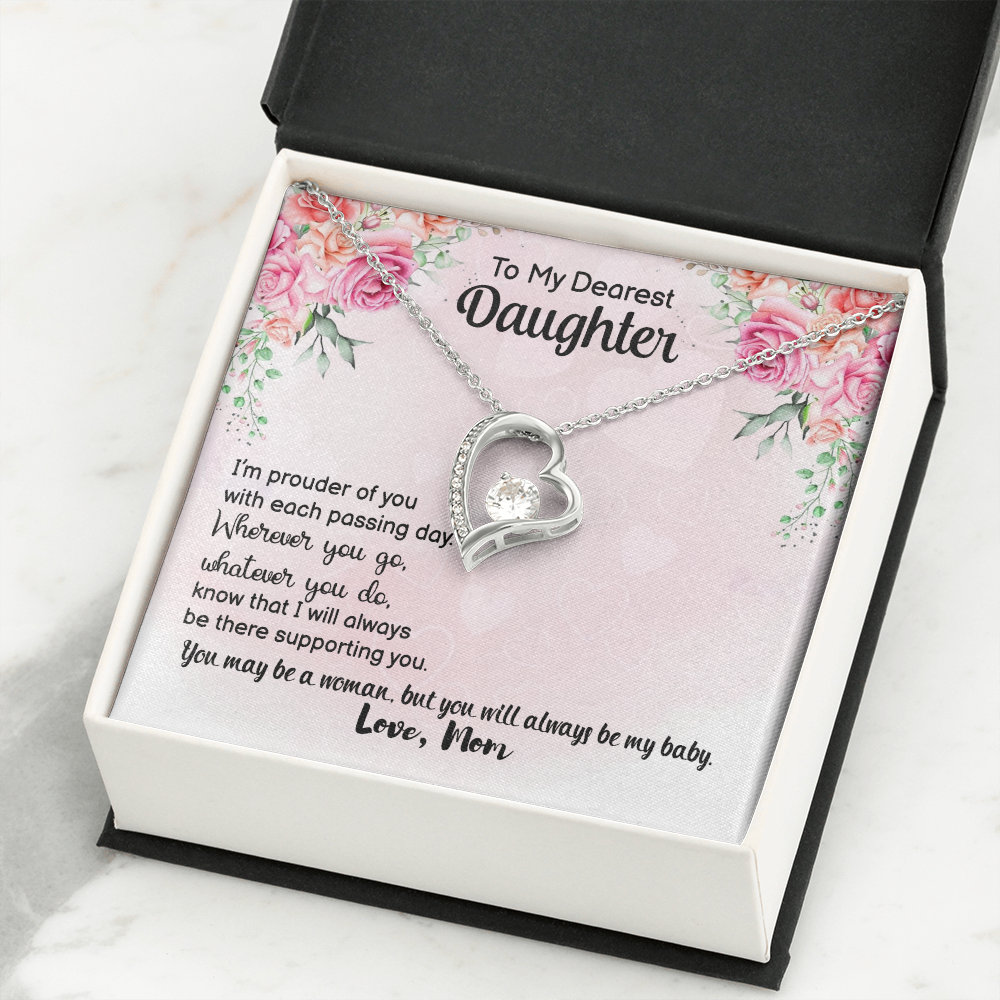 To My Daughter Prouder of You From Mom Forever Necklace w Message Card-Express Your Love Gifts