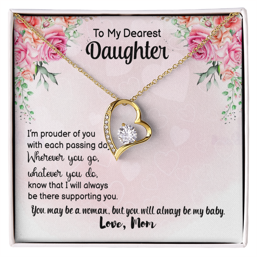 To My Daughter Prouder of You From Mom Forever Necklace w Message Card-Express Your Love Gifts