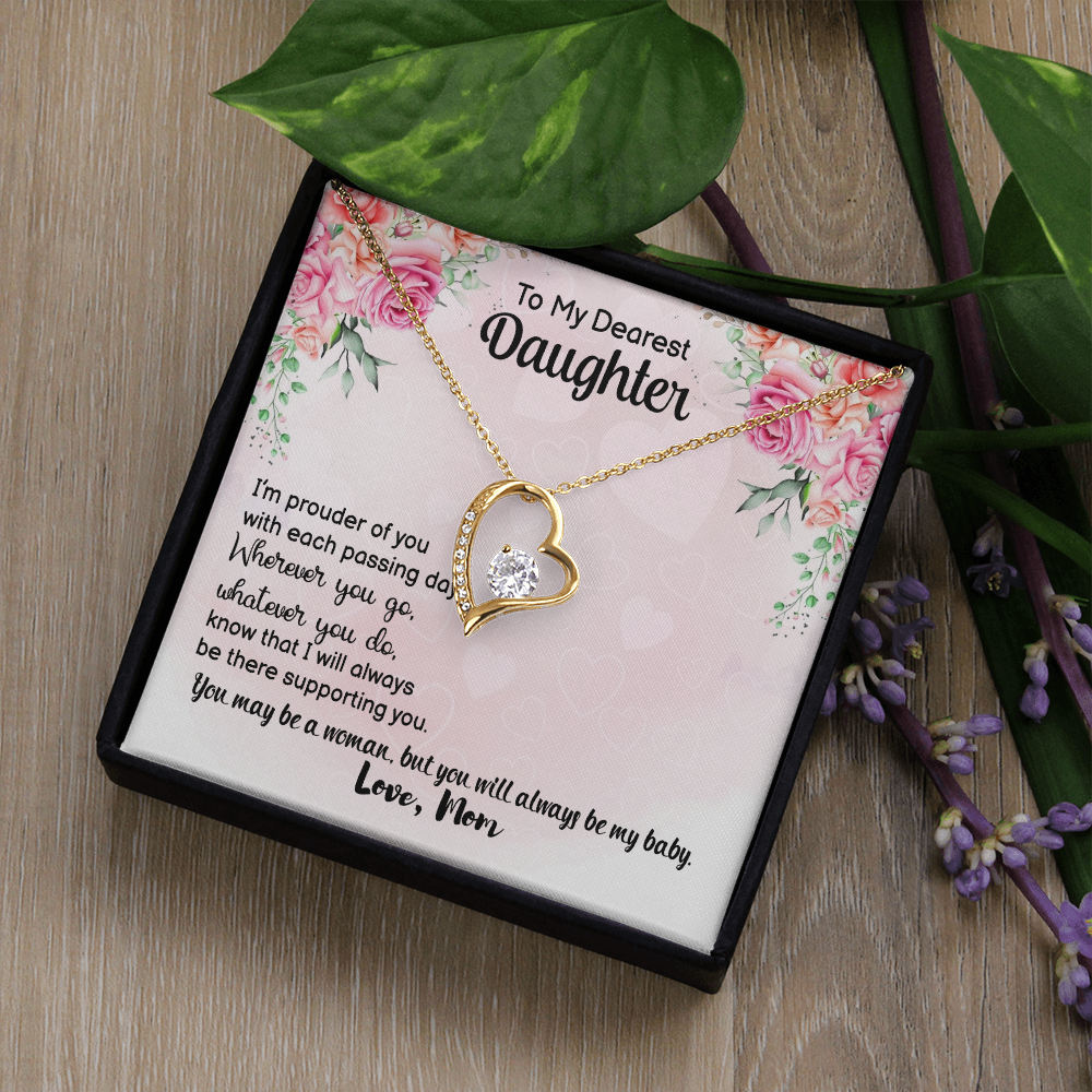 To My Daughter Prouder of You From Mom Forever Necklace w Message Card-Express Your Love Gifts