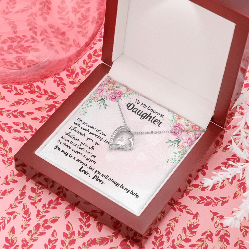 To My Daughter Prouder of You From Mom Forever Necklace w Message Card-Express Your Love Gifts