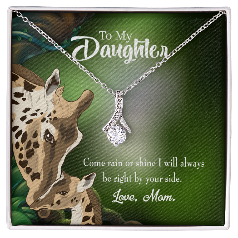 To My Daughter Rain or Shine From Mom Alluring Ribbon Necklace Message Card-Express Your Love Gifts