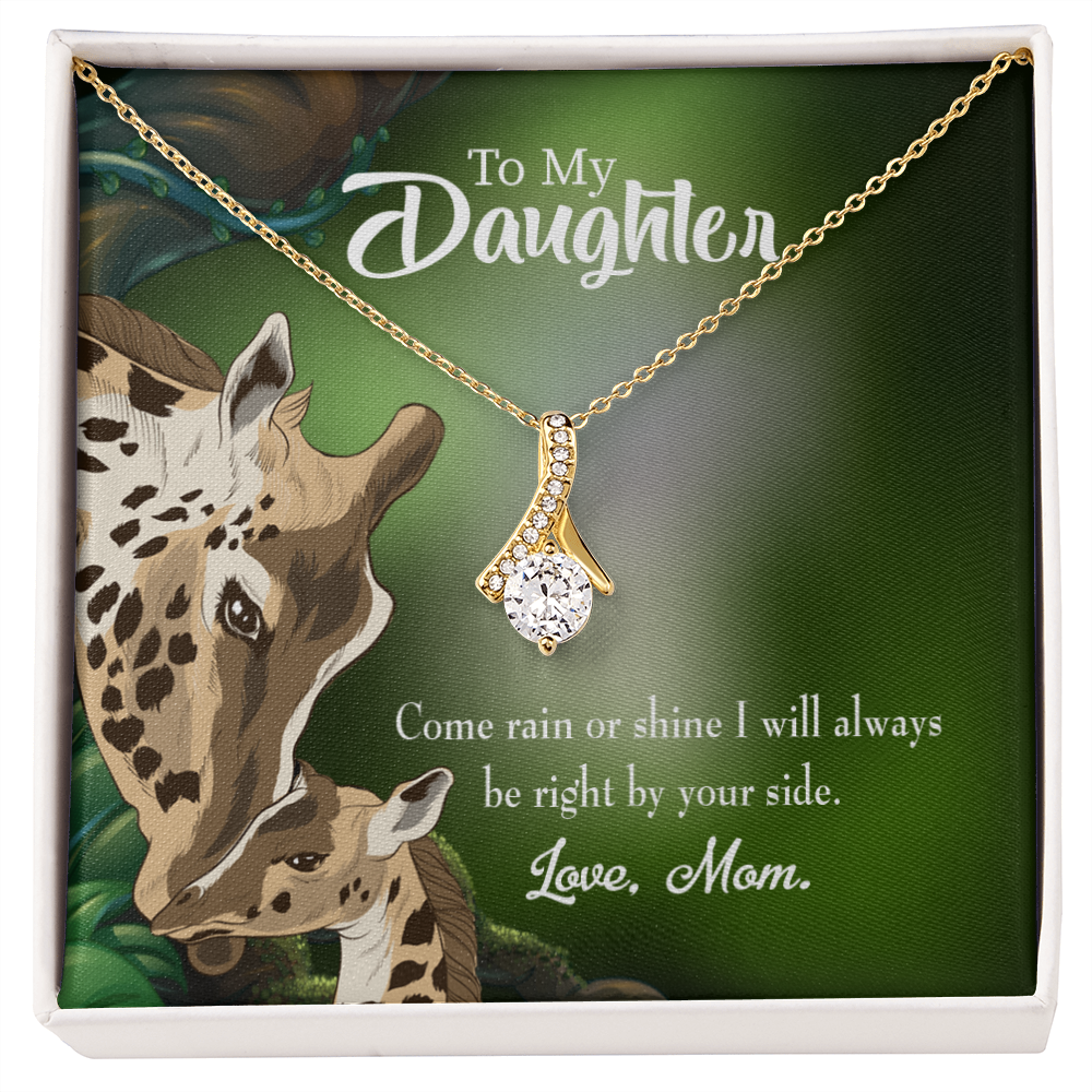 To My Daughter Rain or Shine From Mom Alluring Ribbon Necklace Message Card-Express Your Love Gifts