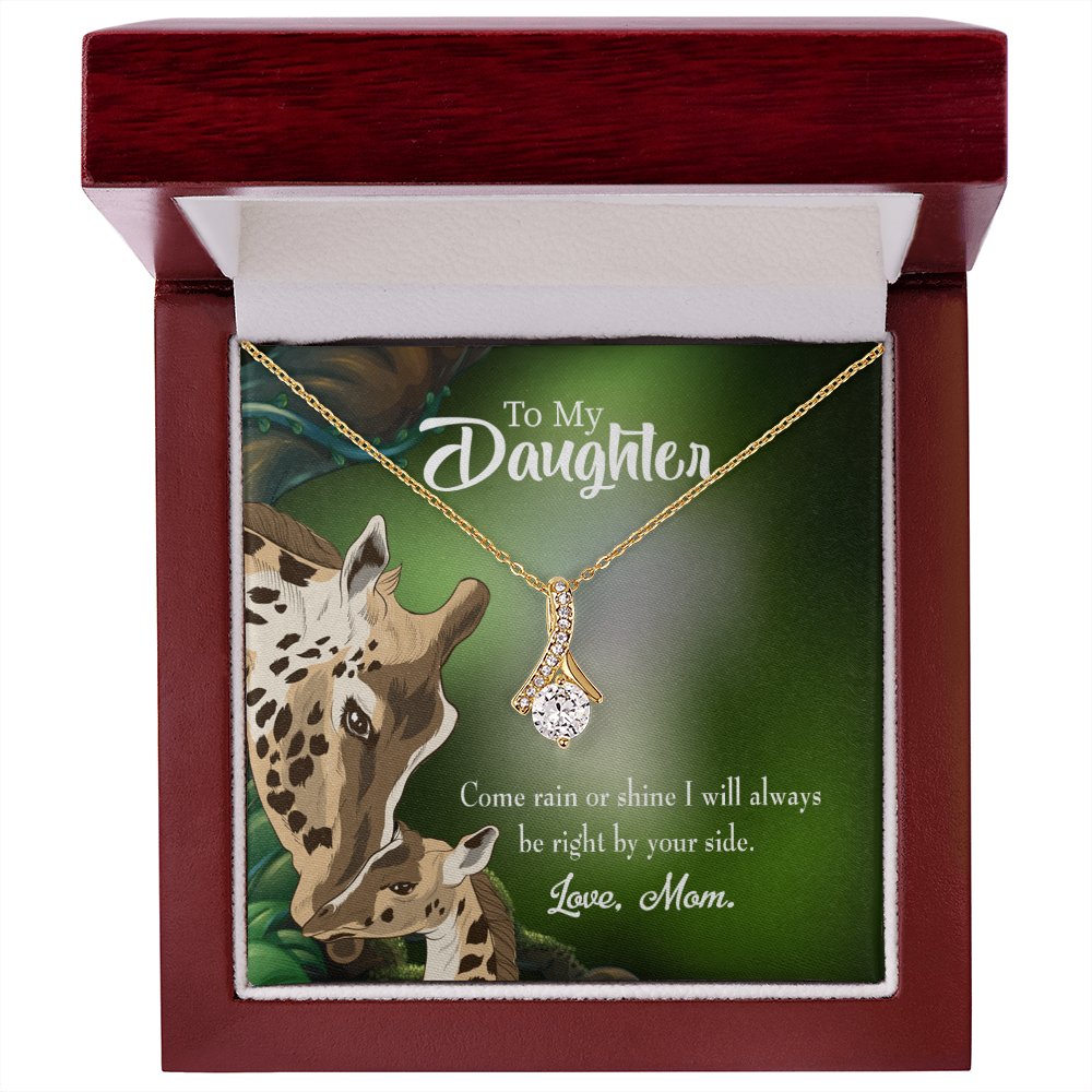 To My Daughter Rain or Shine From Mom Alluring Ribbon Necklace Message Card-Express Your Love Gifts