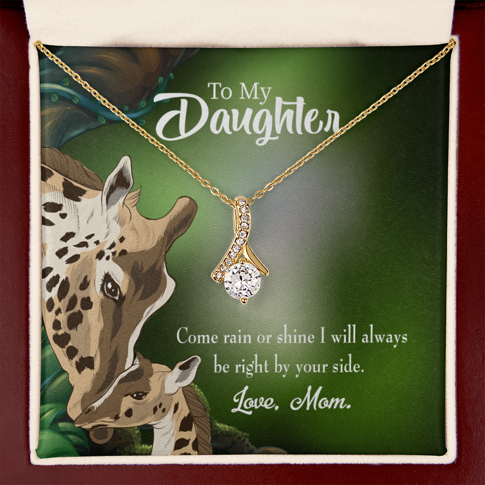 To My Daughter Rain or Shine From Mom Alluring Ribbon Necklace Message Card-Express Your Love Gifts