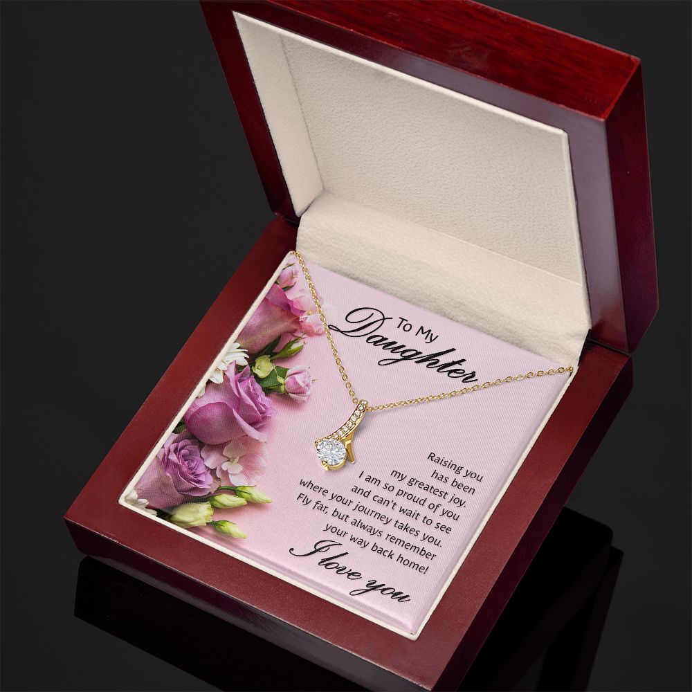 To My Daughter Raising You Alluring Ribbon Necklace Message Card-Express Your Love Gifts