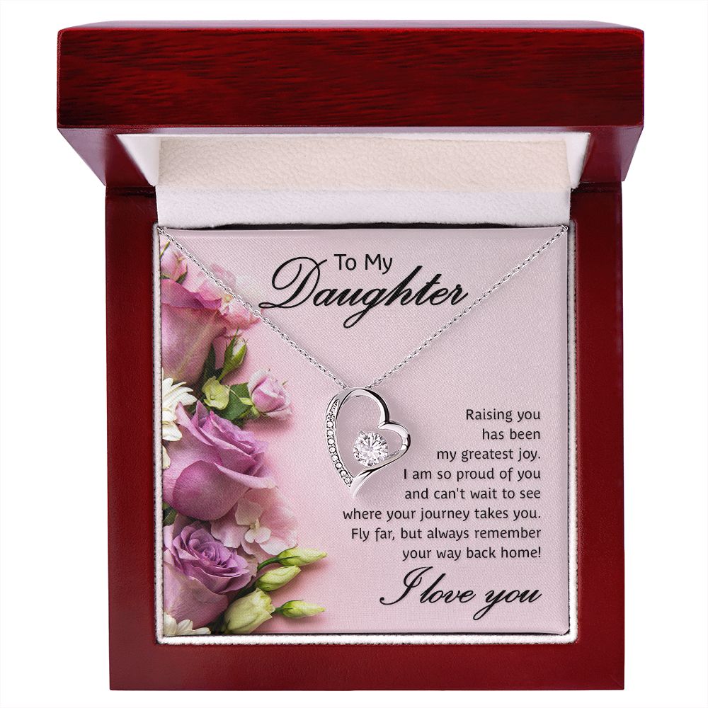 To My Daughter Raising You Forever Necklace w Message Card-Express Your Love Gifts