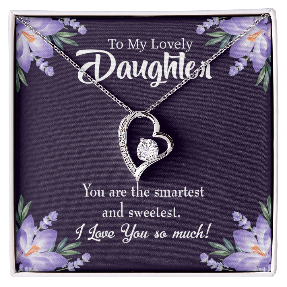 To My Daughter Smartest and Sweetest Daughter Forever Necklace w Message Card-Express Your Love Gifts