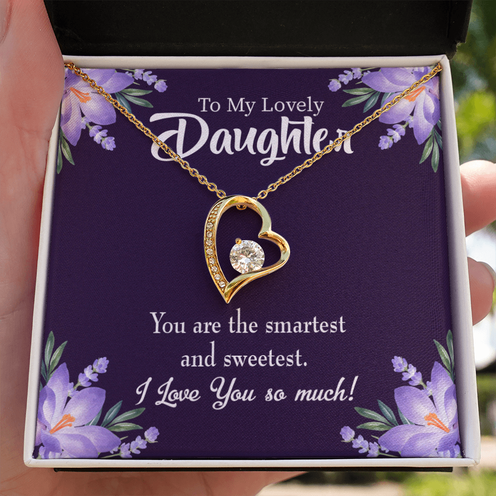 To My Daughter Smartest and Sweetest Daughter Forever Necklace w Message Card-Express Your Love Gifts