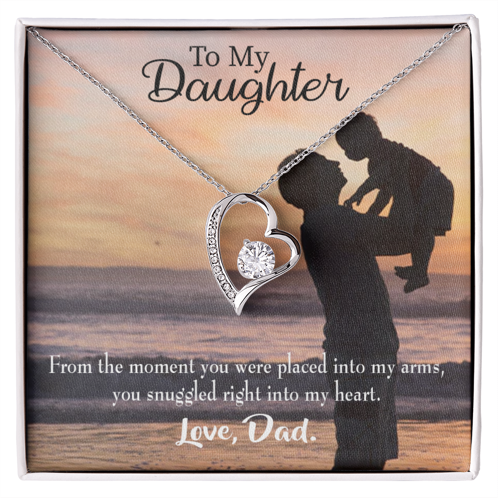 To My Daughter Snuggled Into Dad's Heart Forever Necklace w Message Card-Express Your Love Gifts