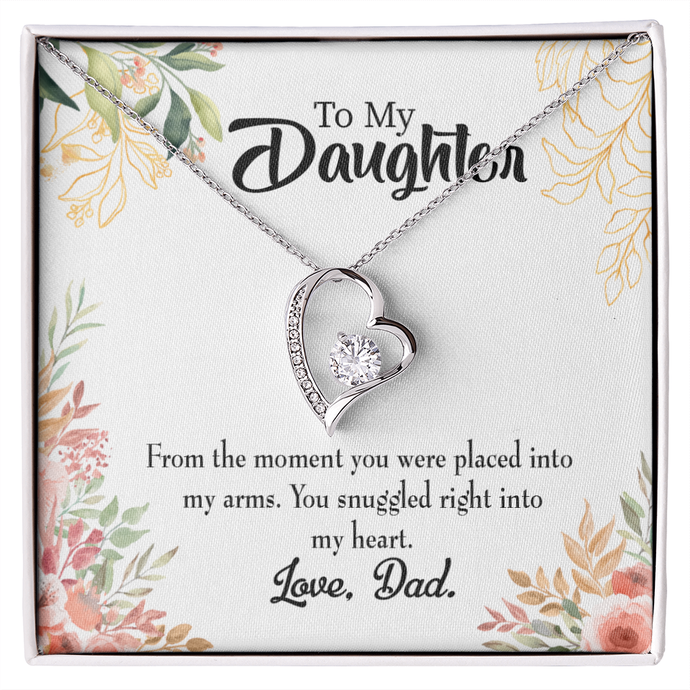 To My Daughter Snuggled Into My Heart From Dad Forever Necklace w Message Card-Express Your Love Gifts