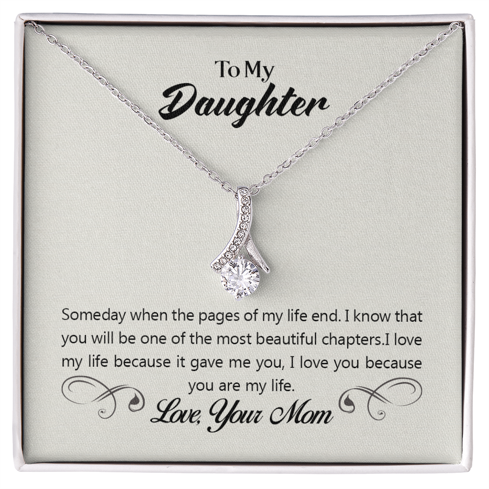 To My Daughter Someday From Mom Alluring Ribbon Necklace Message Card-Express Your Love Gifts