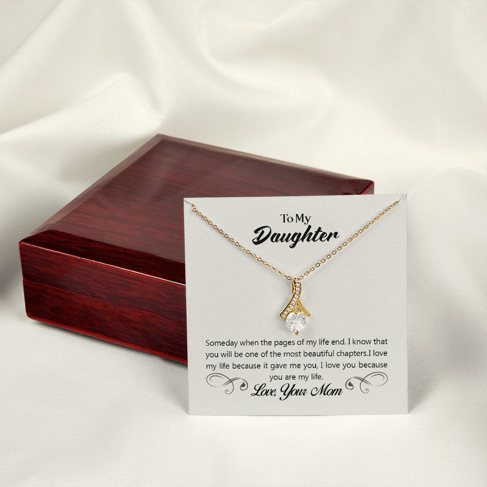 To My Daughter Someday From Mom Alluring Ribbon Necklace Message Card-Express Your Love Gifts