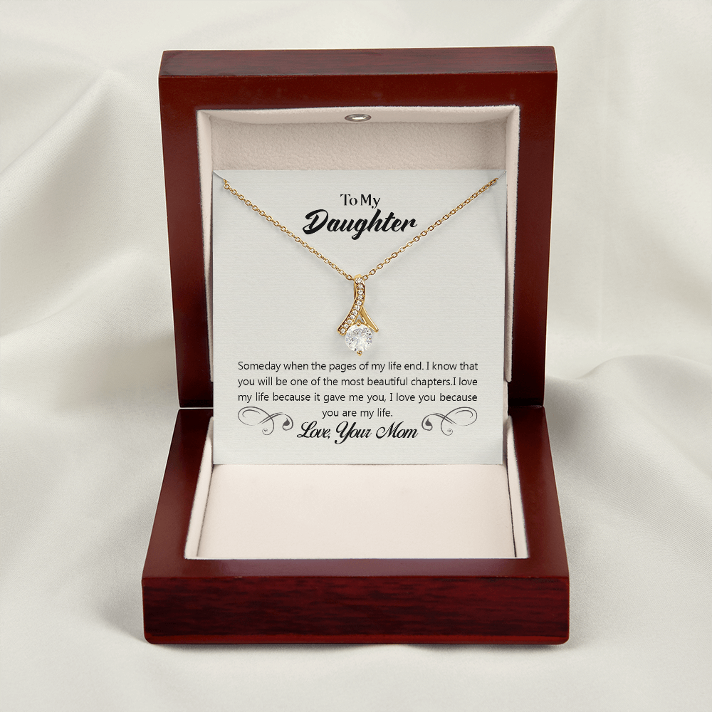 To My Daughter Someday From Mom Alluring Ribbon Necklace Message Card-Express Your Love Gifts