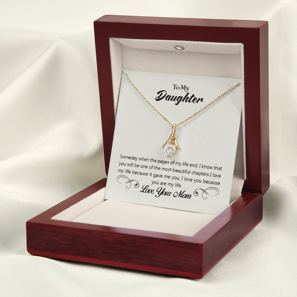 To My Daughter Someday From Mom Alluring Ribbon Necklace Message Card-Express Your Love Gifts