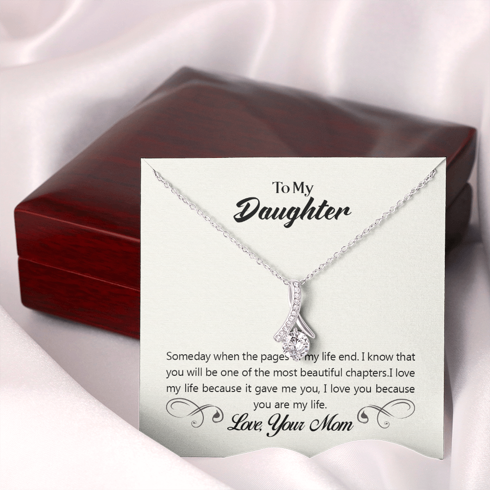 To My Daughter Someday From Mom Alluring Ribbon Necklace Message Card-Express Your Love Gifts