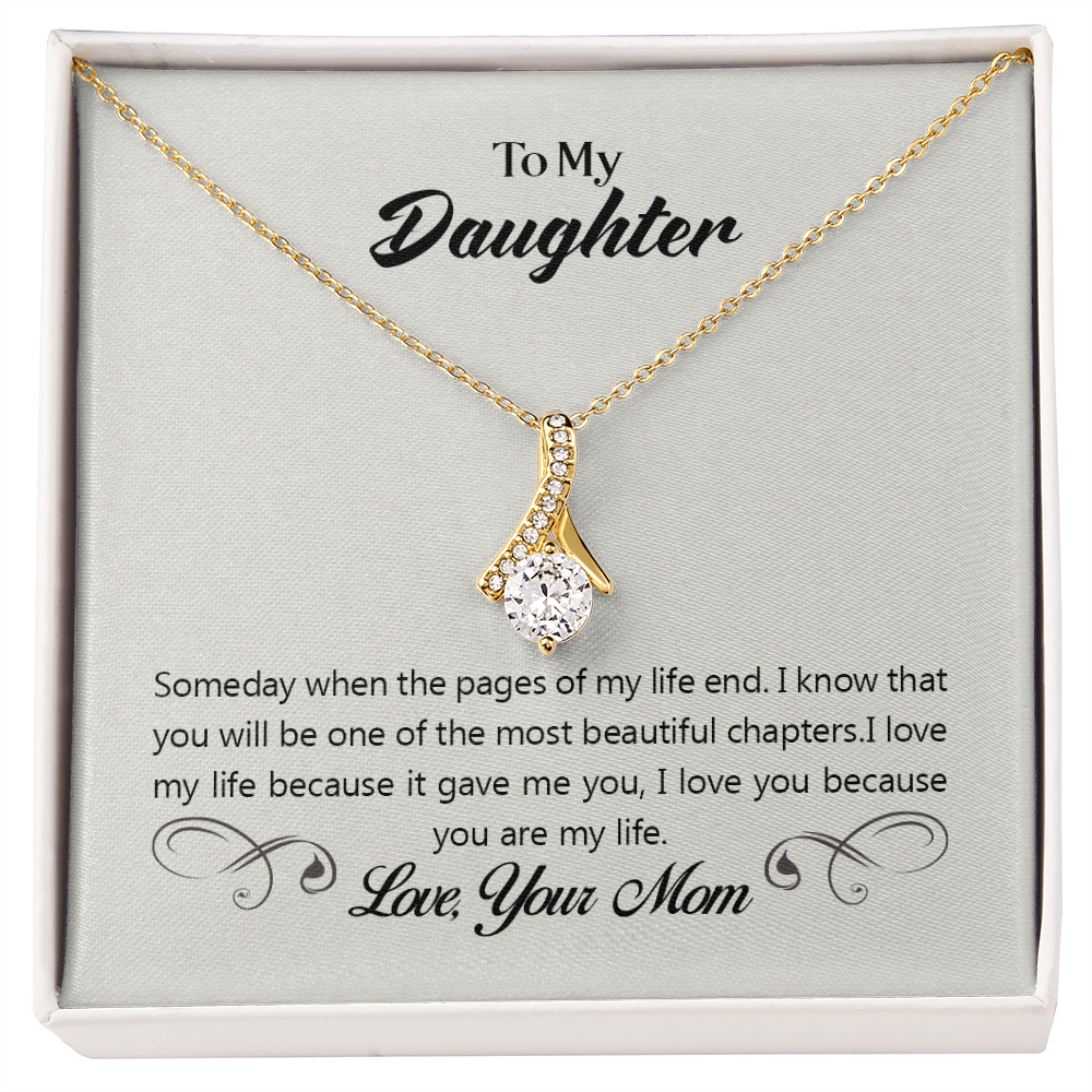 To My Daughter Someday From Mom Alluring Ribbon Necklace Message Card-Express Your Love Gifts