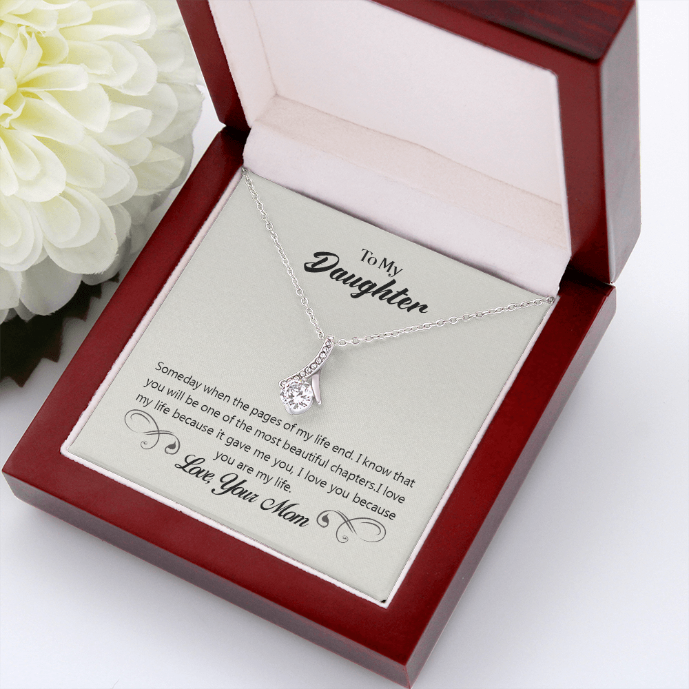 To My Daughter Someday From Mom Alluring Ribbon Necklace Message Card-Express Your Love Gifts