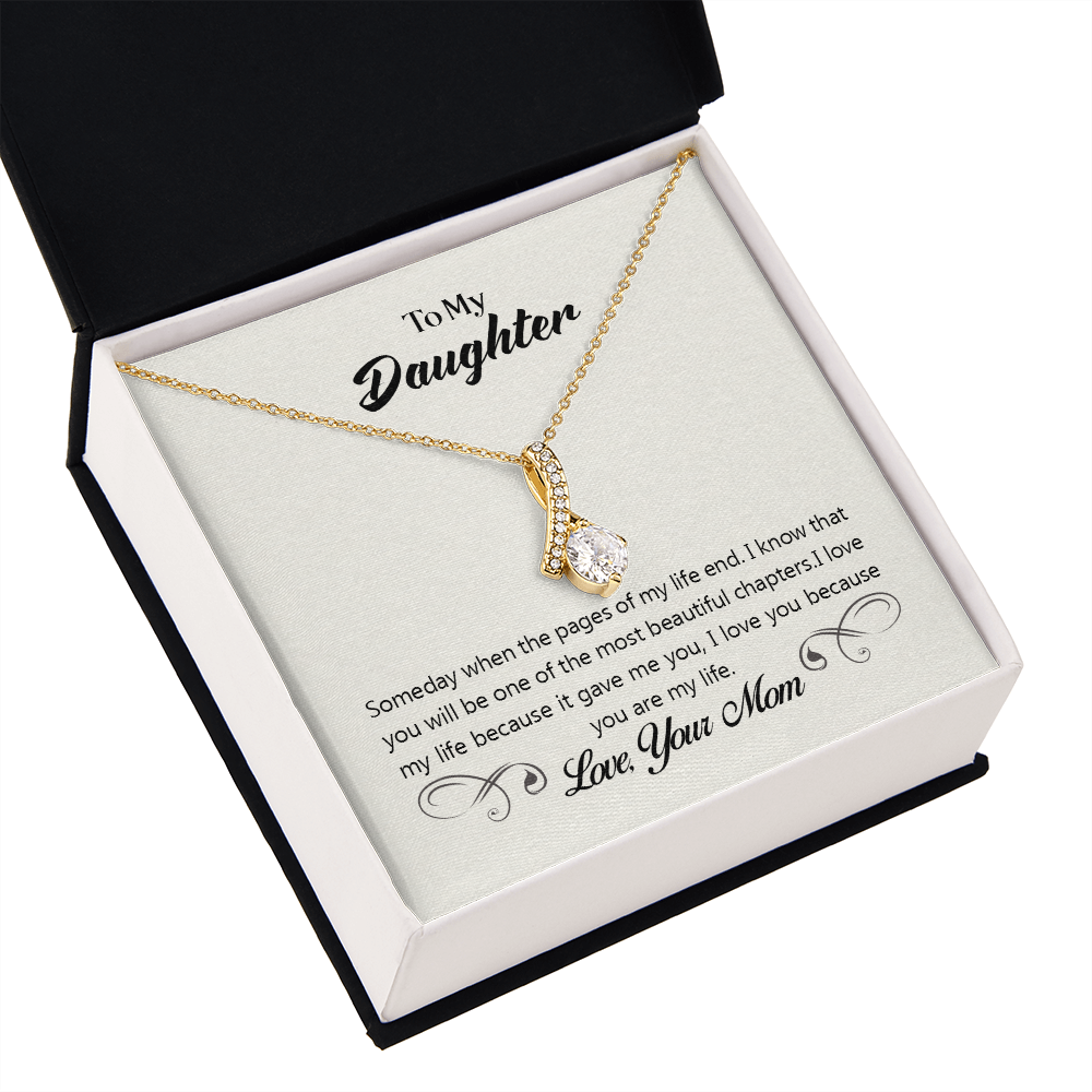 To My Daughter Someday From Mom Alluring Ribbon Necklace Message Card-Express Your Love Gifts