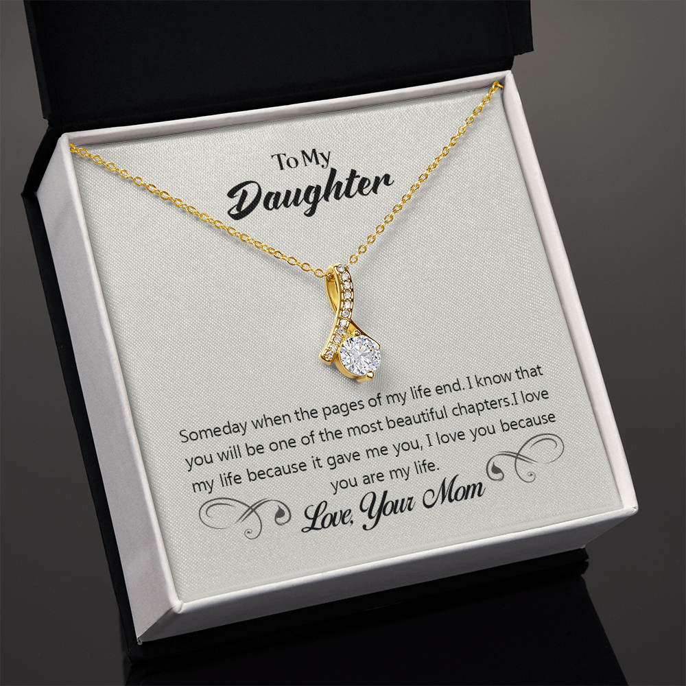 To My Daughter Someday From Mom Alluring Ribbon Necklace Message Card-Express Your Love Gifts