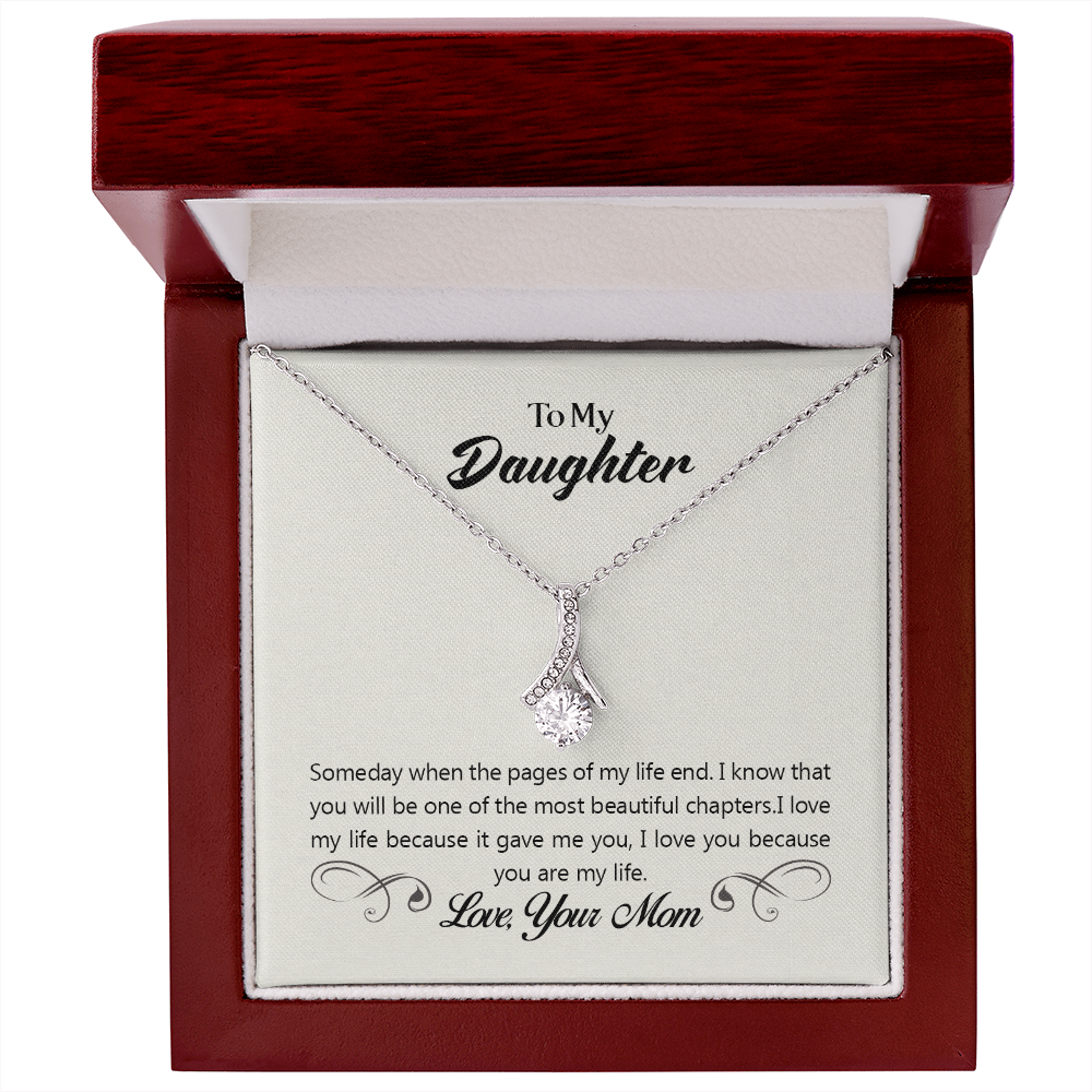 To My Daughter Someday From Mom Alluring Ribbon Necklace Message Card-Express Your Love Gifts