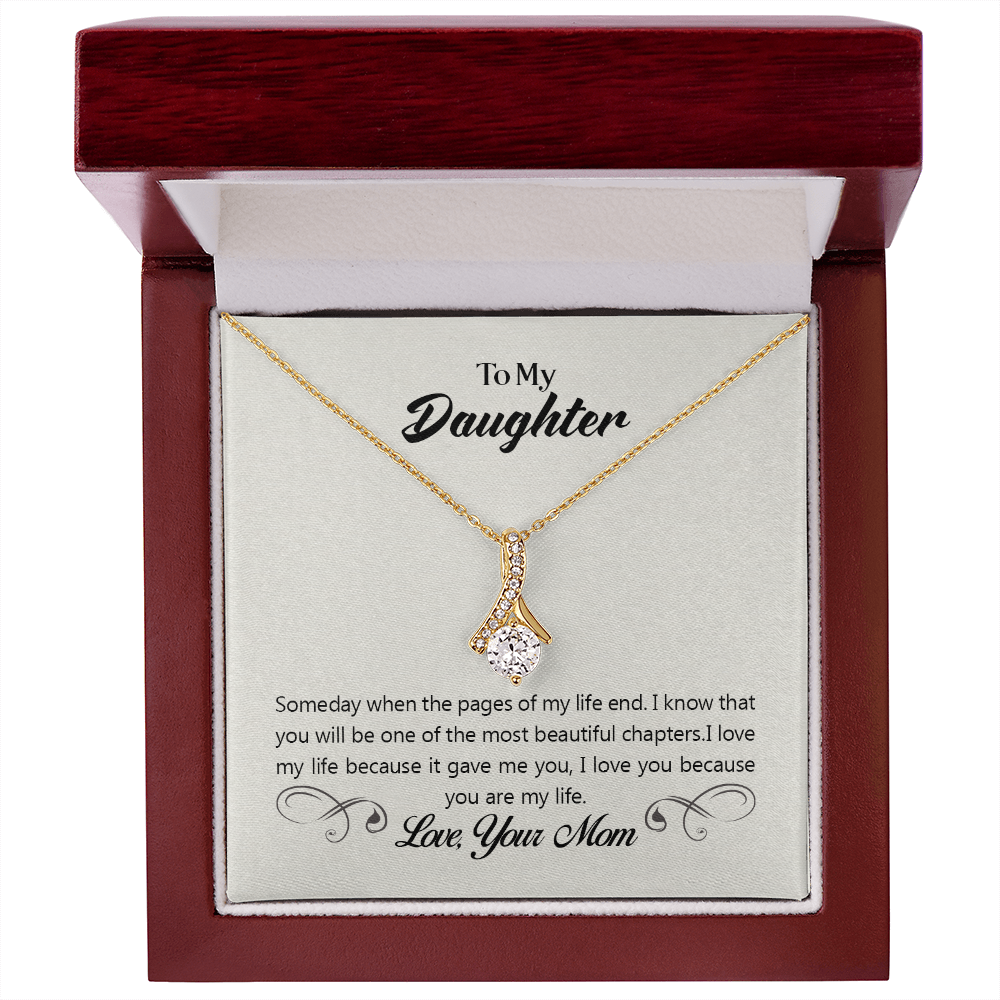 To My Daughter Someday From Mom Alluring Ribbon Necklace Message Card-Express Your Love Gifts