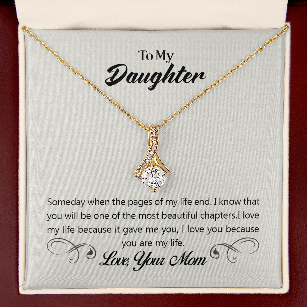 To My Daughter Someday From Mom Alluring Ribbon Necklace Message Card-Express Your Love Gifts