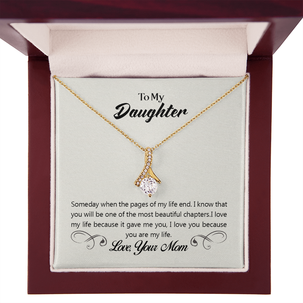 To My Daughter Someday From Mom Alluring Ribbon Necklace Message Card-Express Your Love Gifts