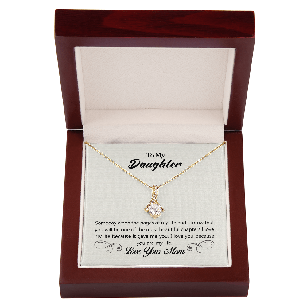 To My Daughter Someday From Mom Alluring Ribbon Necklace Message Card-Express Your Love Gifts