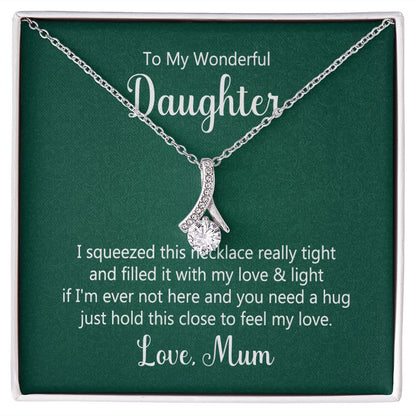 To My Daughter This Necklace From Mom Alluring Ribbon Necklace Message Card-Express Your Love Gifts