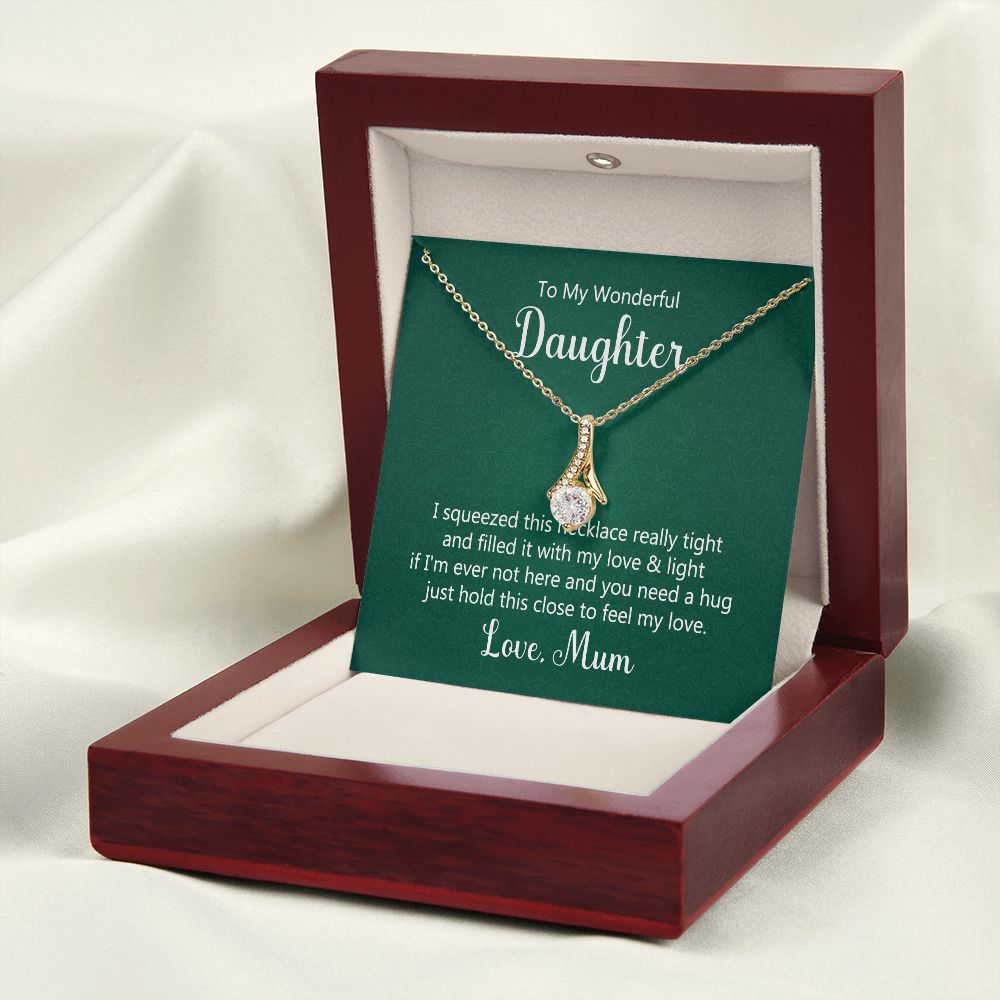 To My Daughter This Necklace From Mom Alluring Ribbon Necklace Message Card-Express Your Love Gifts