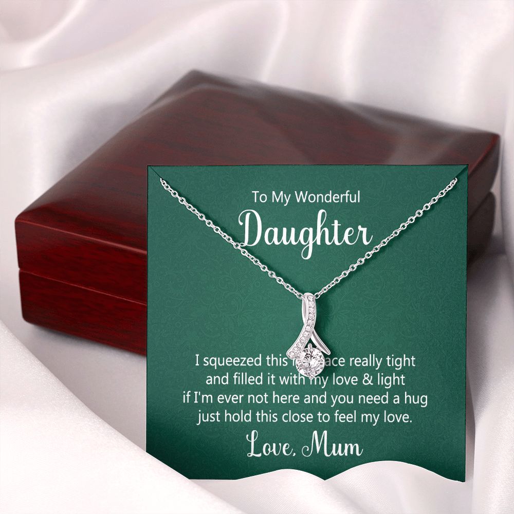 To My Daughter This Necklace From Mom Alluring Ribbon Necklace Message Card-Express Your Love Gifts